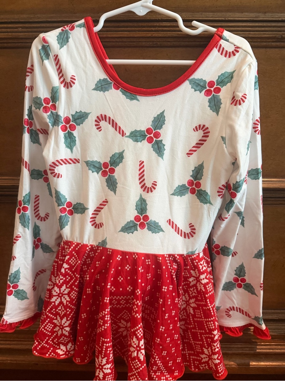 cheeky plum White, Red & Green Candy Cane Holly Dance Leotard